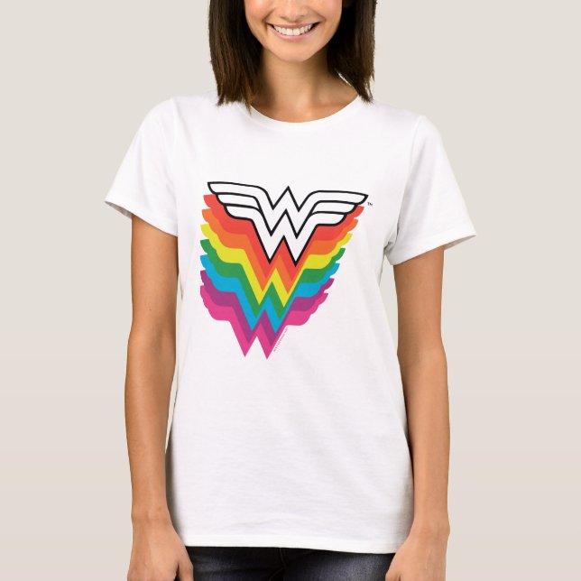 Camiseta Logo del arco iris de mujer maravilla (Anverso)