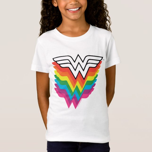 Camiseta Logo del arco iris de mujer maravilla (Anverso)