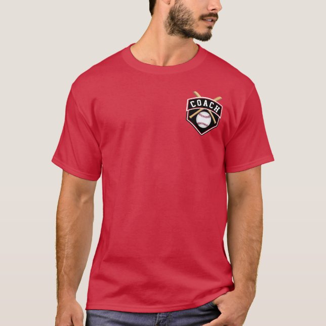 Camiseta Logo del entrenador de béisbol ⚾ en rojo y negro (Anverso)