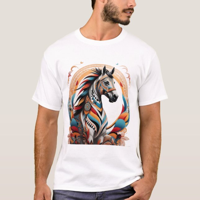 Camiseta Logo del espíritu tribal de caballo (Anverso)