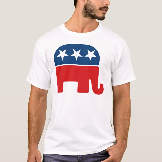 Camiseta Logo del Fiesta republicano - Elefante del GOP (Anverso)