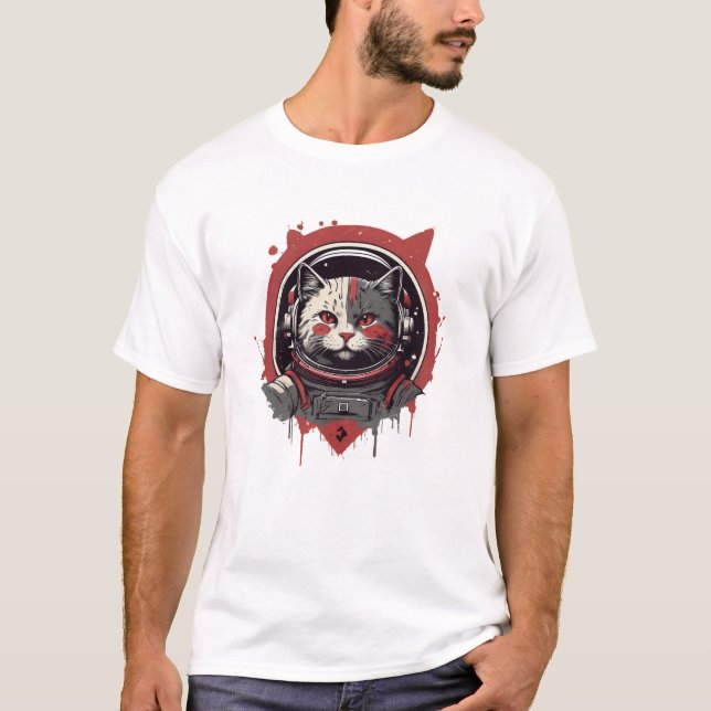 Camiseta Logo del gato minimalista astronauta (Anverso)