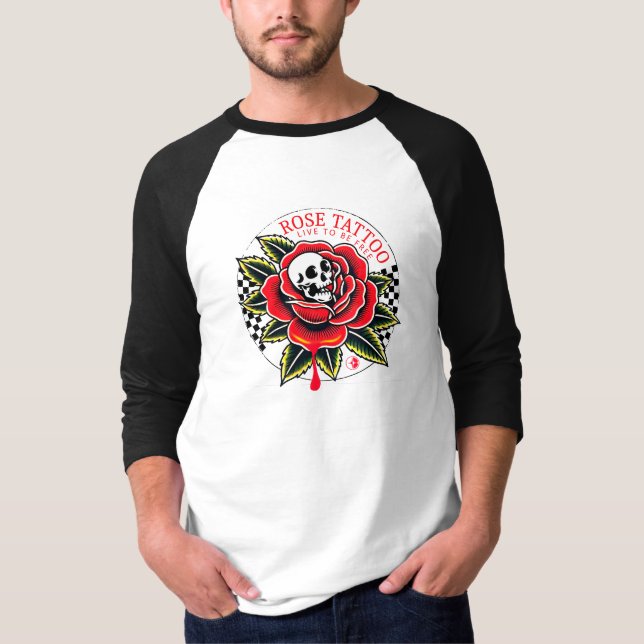Camiseta Logo del Rosa Tattoo Raglan Vintage (Anverso)