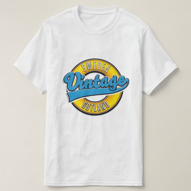 Camiseta Logo estilo cosecha de Gotland Suecia (Diseño del anverso)