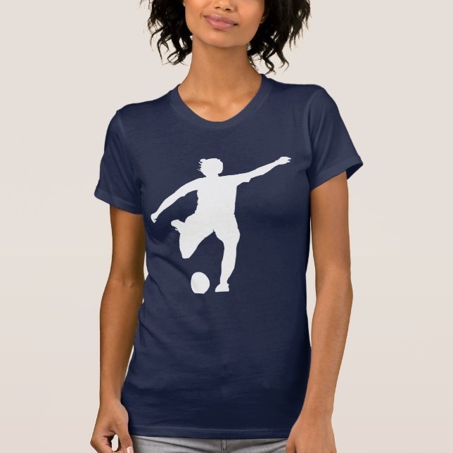Camiseta Logo femenino de fútbol (blanco sobre azul) (Anverso)