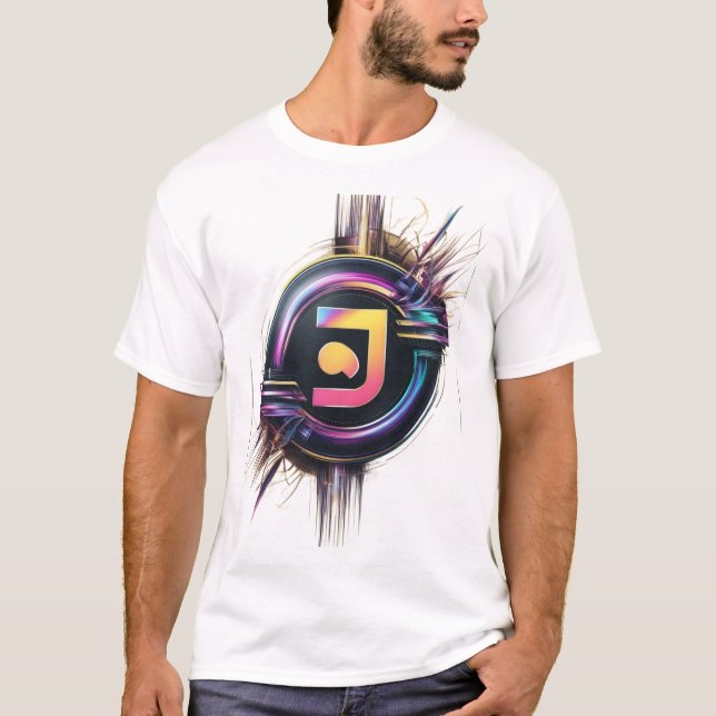 Camiseta Logo Futurista Neon Tech - Impresión de arte digit (Anverso)
