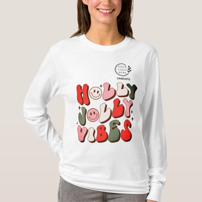Camiseta Logo Navidades Retro Holly Jolly Vibes Holidays (Anverso)