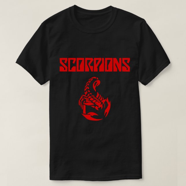Camiseta logo rojo mejor vendiendo escorpiones música metal (Diseño del anverso)