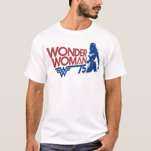 Camiseta Logo rojo y azul del 75 aniversario de la mujer ma