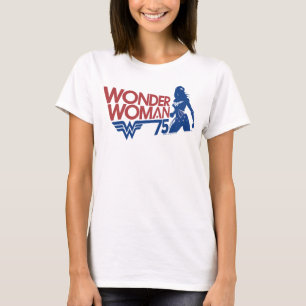 Camiseta Logo rojo y azul del 75 aniversario de la mujer ma