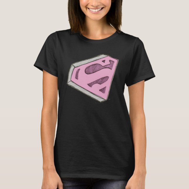 Camiseta Logo rosa esbozado de superchica (Anverso)