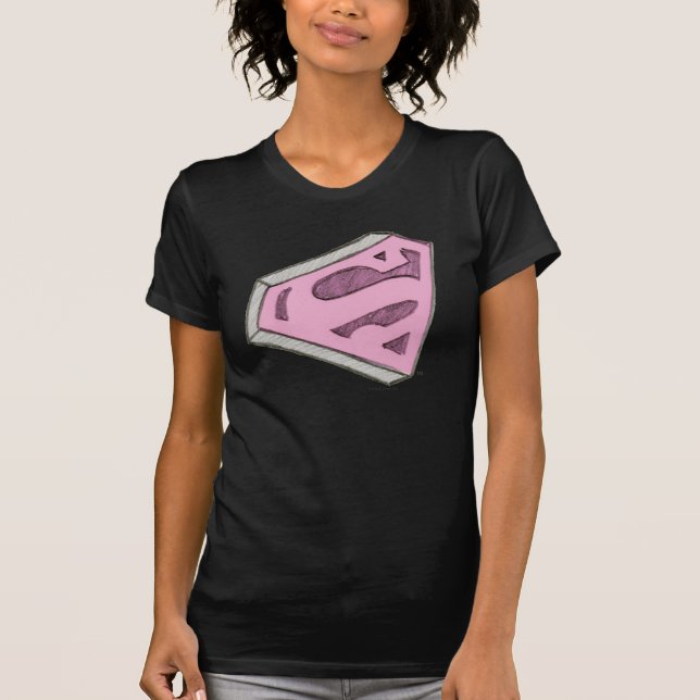 Camiseta Logo rosa esbozado de superchica (Anverso)