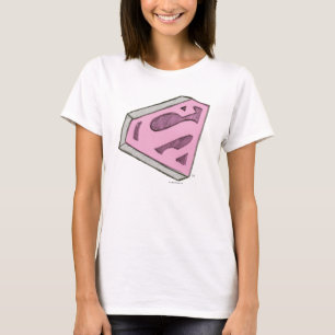 Camiseta Logo rosa esbozado de superchica