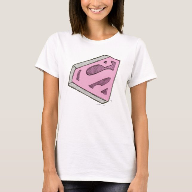 Camiseta Logo rosa esbozado de superchica (Anverso)