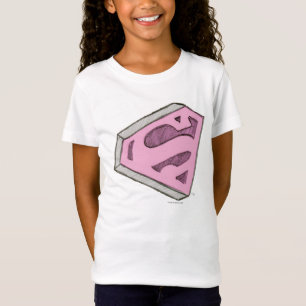 Camiseta Logo rosa esbozado de superchica