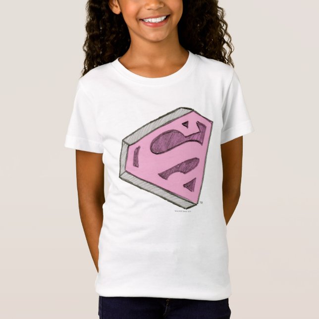Camiseta Logo rosa esbozado de superchica (Anverso)