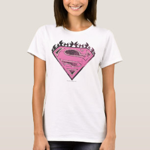 Camiseta Logo rosa superchica con llamas
