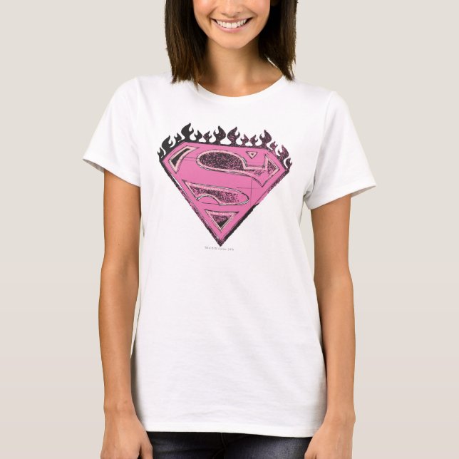 Camiseta Logo rosa superchica con llamas (Anverso)