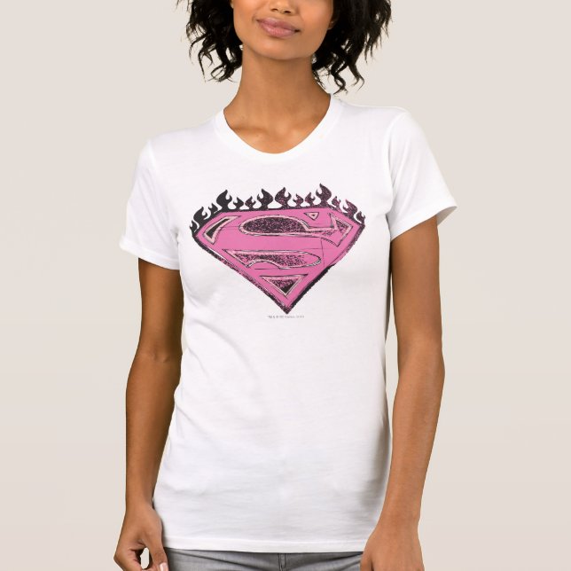 Camiseta Logo rosa superchica con llamas (Anverso)