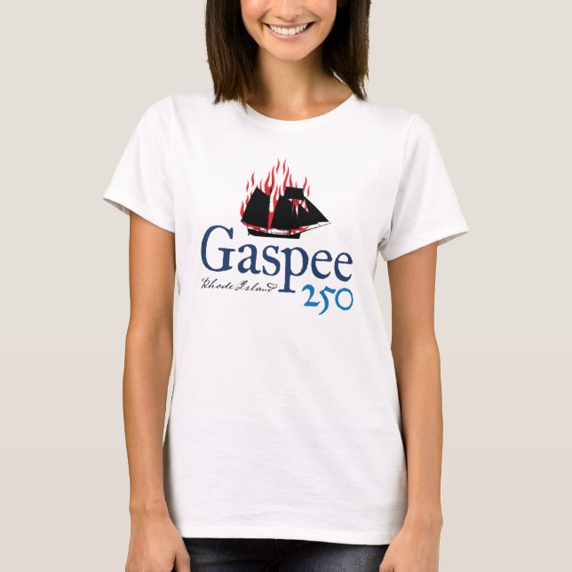 Camiseta Logo Rústico DAR Gaspee250 (en blanco) (Anverso)