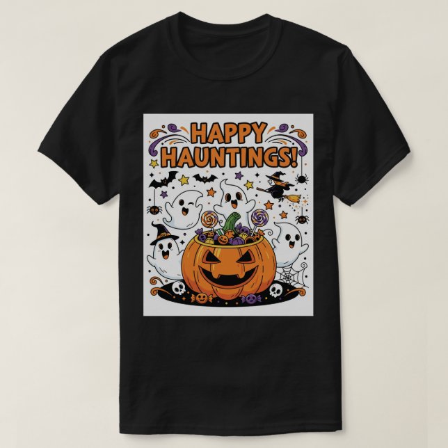 Camiseta Logo único con tema de Halloween y banner para tu  (Diseño del anverso)