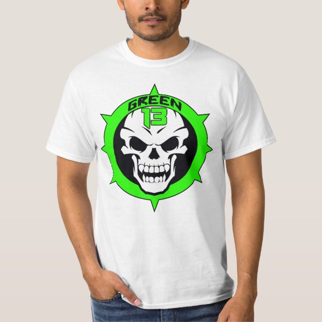 Camiseta Logotipo 2 del cráneo echado a un lado (blanco) (Anverso)