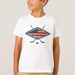 Camiseta Logotipo americano de la bandera del hockey