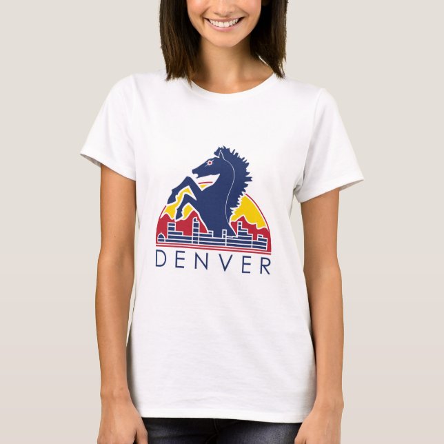 Camiseta Logotipo azul de Denver del caballo (Anverso)