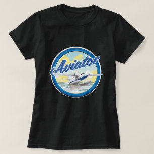 Camiseta Logotipo azul de hidroavión aviador