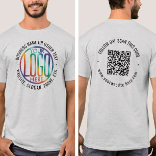 Camiseta Logotipo comercial impreso y código QR del Persona
