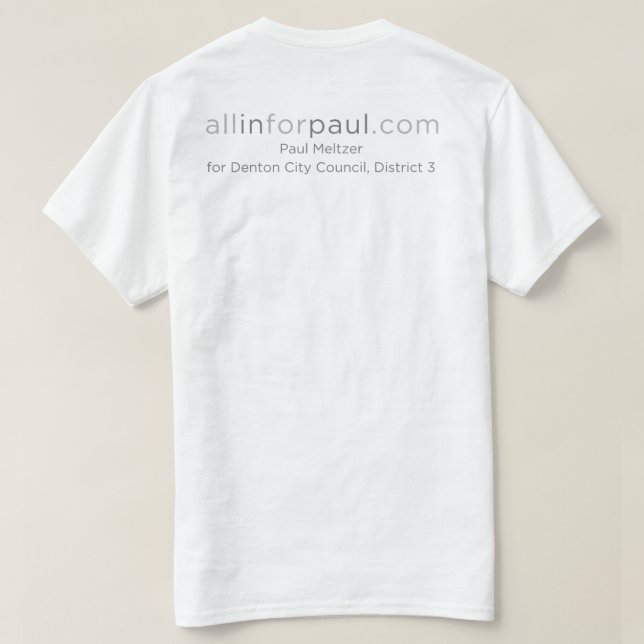 Camiseta logotipo de allinforpaul.com Tejas (Reverso del diseño)