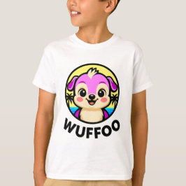 Camiseta Logotipo de animación de cachorro Kawaii de Wuffoo