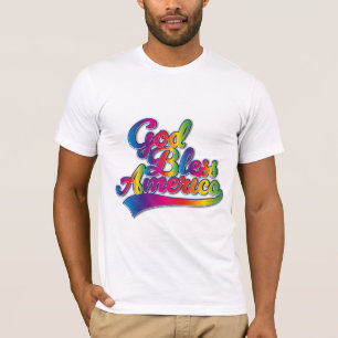 Camiseta logotipo de arcoíris de Dios bendiga a América