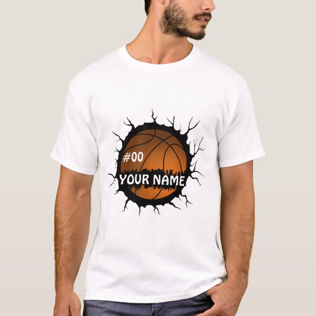Camiseta Logotipo de baloncesto, nombre personalizado del b (Anverso)