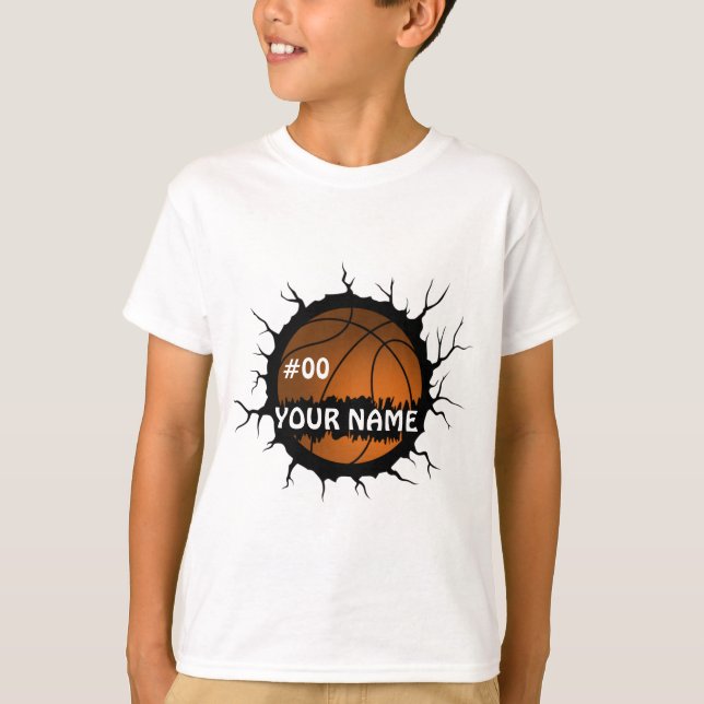 Camiseta Logotipo de baloncesto, nombre personalizado del b (Anverso)