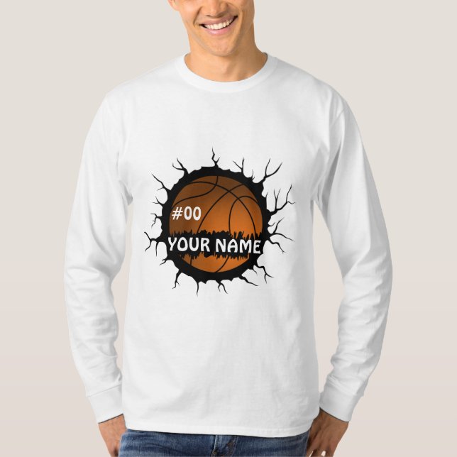 Camiseta Logotipo de baloncesto, nombre personalizado del b (Anverso)