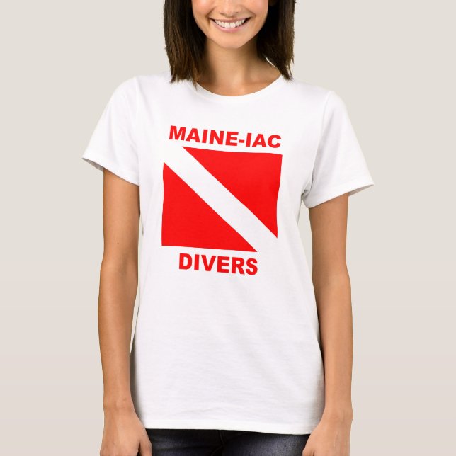 Camiseta Logotipo de Bandera de Buceo Maineiac (Anverso)
