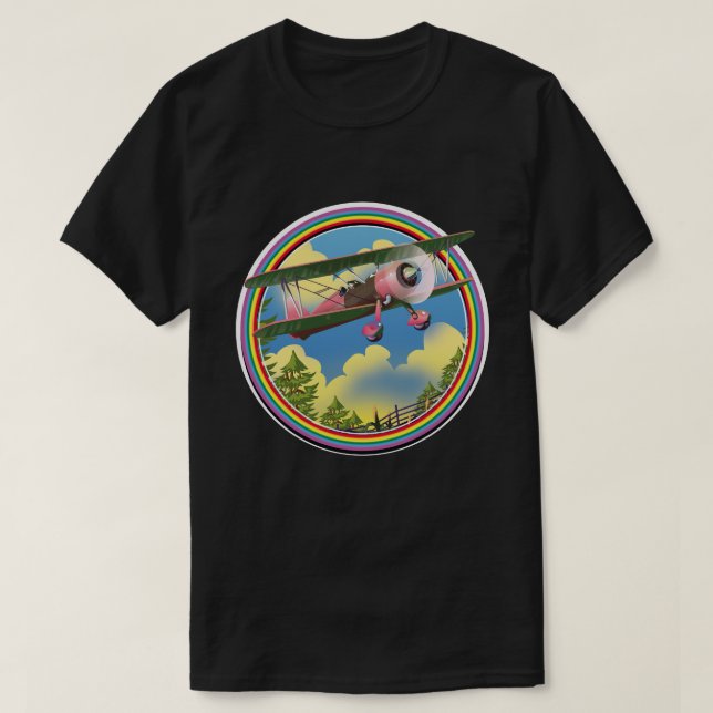 Camiseta logotipo de biplano rosa arcoíris (Diseño del anverso)