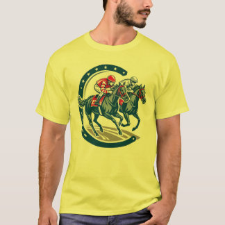 Camiseta Logotipo de caballo campeón y jockey para los cart