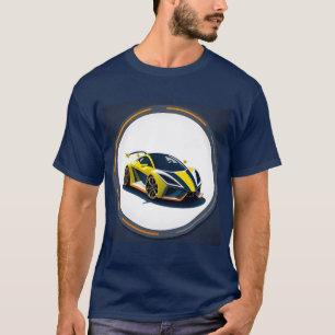 Camiseta Logotipo de coche deportivo en estilo circular mod