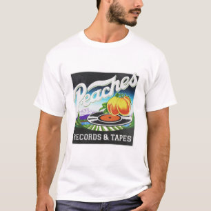 Camiseta Logotipo de discos y cintas de durazno