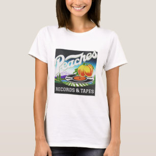 Camiseta Logotipo de discos y cintas de durazno