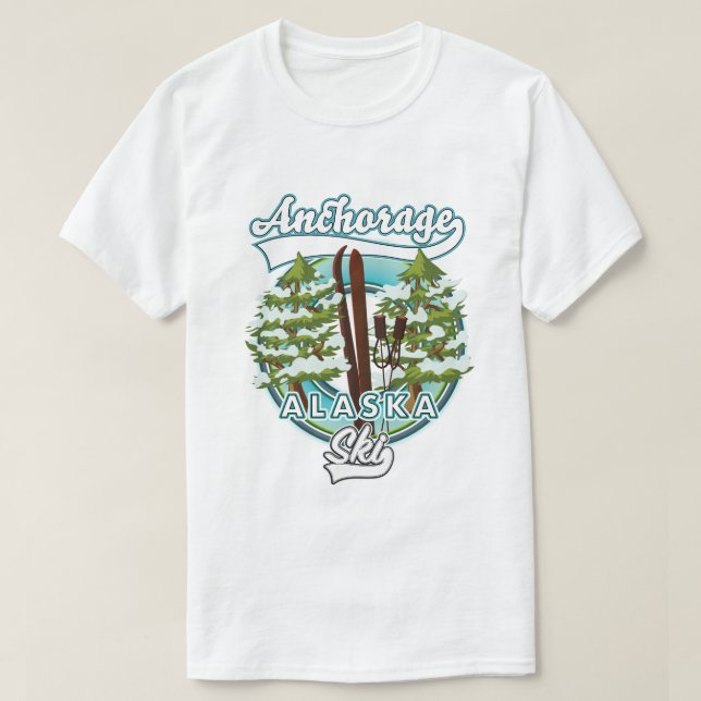 Camiseta logotipo de esquí de Anchorage Alaska (Diseño del anverso)