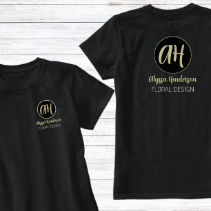 Camiseta Logotipo de floristería Simple Black & Tan