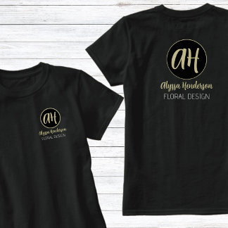 Camiseta Logotipo de floristería Simple Black & Tan