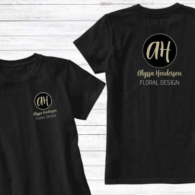 Camiseta Logotipo de floristería Simple Black & Tan (Subido por el creador)
