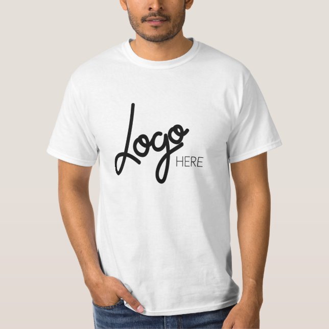 Camiseta Logotipo de gran empresa Mens blanco moderno (Anverso)