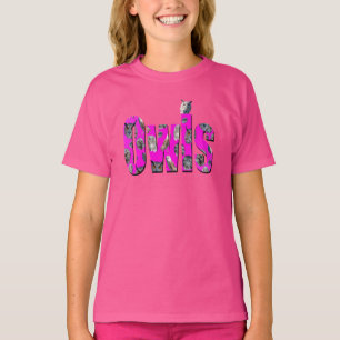 Camiseta Logotipo de imagen dimensional de búhos rosados,