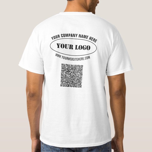 Camiseta Logotipo de la empresa personalizado Texto Código  (Reverso)