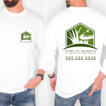 Camiseta Logotipo de Lawn Care Profesional Landscaping Busi<br><div class="desc">Muestra tu experiencia con nuestra camiseta profesional de negocios con logotipo Lawn Care, diseñada para profesionales del cuidado del césped, paisajismo y trabajo en el patio. Esta camiseta, con un logotipo negro y gris moderno en personalizable, combina el estilo con la funcionalidad para dar a su equipo un aspecto pulido...</div>